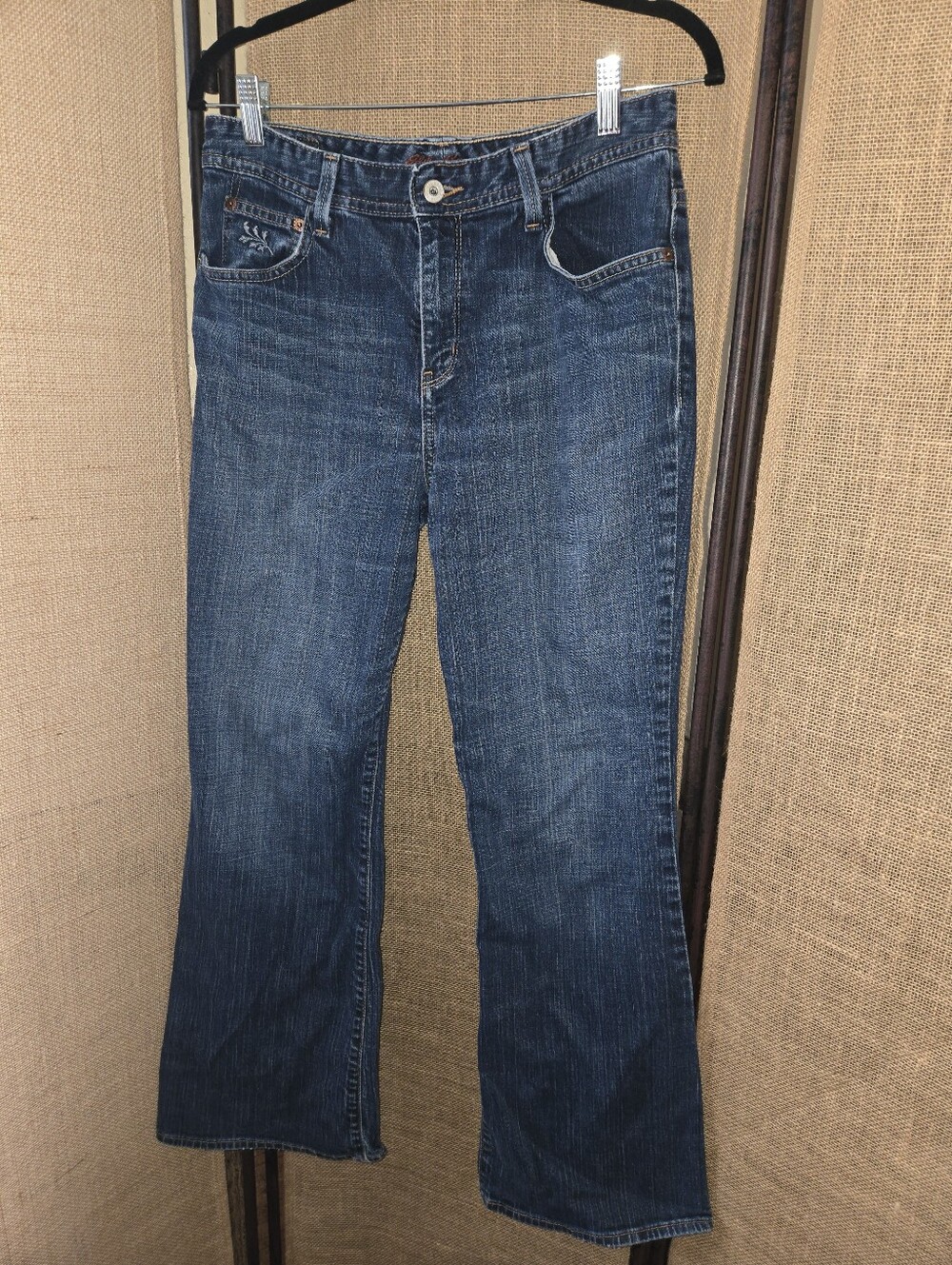 Eddie Bauer Bootcut Blue Jeans Denim Embroidered Floral Size 8S